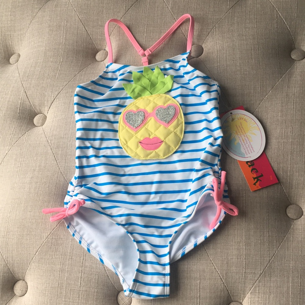 Kate Mack Little Girl’s Pineapple Tropical Sensation One-piece Swimsuit Sz 4